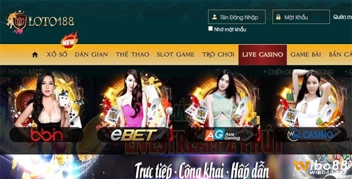 Giao diện chính của Loto188 