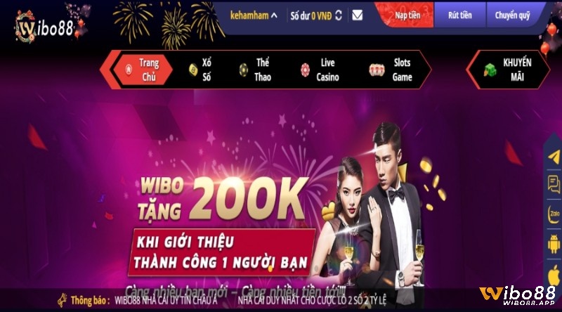 Khuyến mãi thành viên mới Wibo88 tặng 200k khi giới thiệu bạn bè