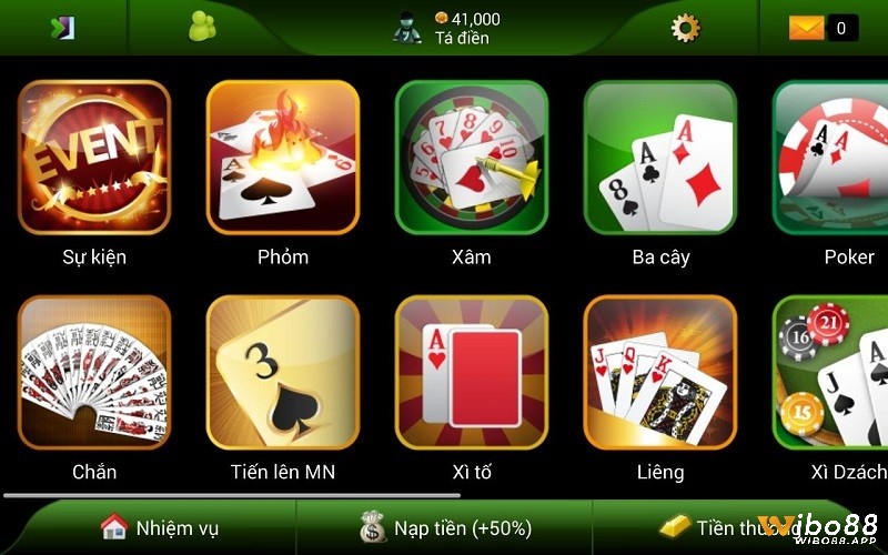 Top các game bài được chơi nhiều nhất tại các app đánh bài