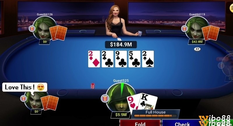 Trải nghiệm link poker giao diện đẹp mắt, mượt mà cùng Wibo88