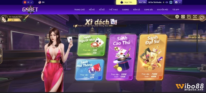 Tham gia ngay game đánh bài xì dách đổi thưởng hấp dẫn tại cái Wibo88