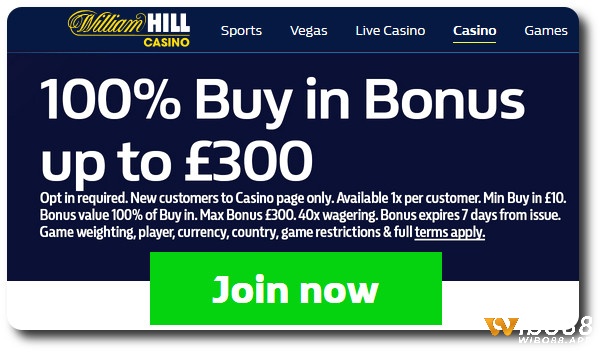 Tiền thưởng chào mừng tại William Hill lên tới £300