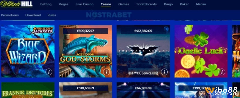 Casino tại William Hill casino tập trung vào các trò chơi trên bàn