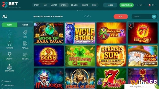 Trải nghiệm slot game tại 22bet như Reactoonz 2, Legacy of Dead, Rich Wilde