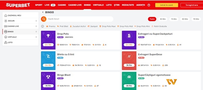 Extrageri cu Super Jackpoturi là trò chơi được yêu thích nhất tại sảnh Bingo Superbet