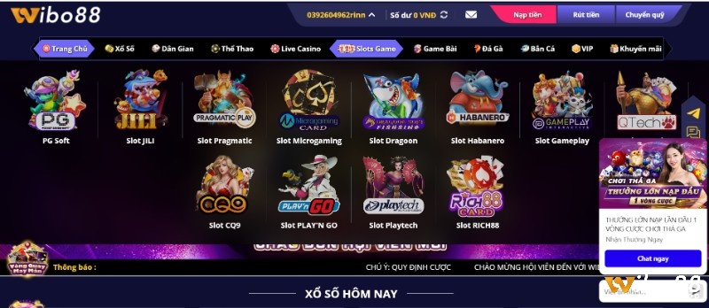 Tham gia chơi quay hũ trực tuyến tại web Wibo88