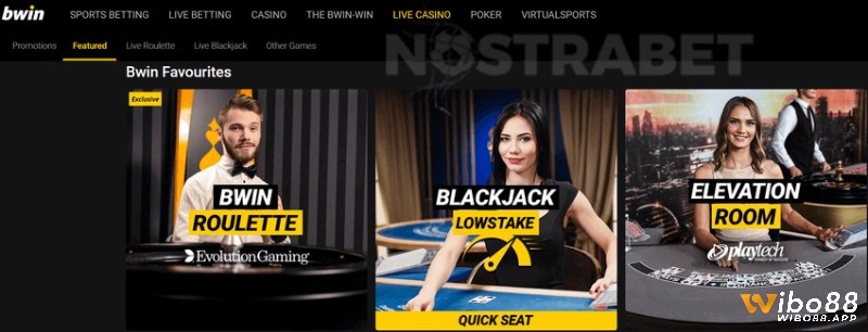 Bwin với sòng bạc trực tiếp cùng nhiều trò chơi như poker, blackjack,...