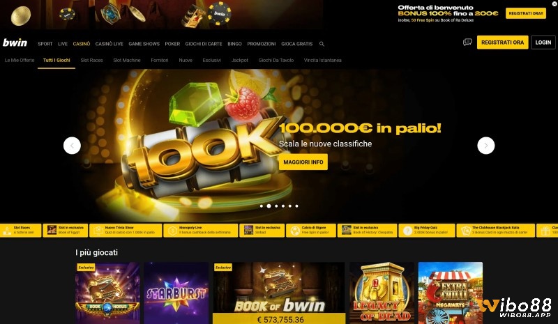 Bwin cung cấp các trận đấu lớn và giải đấu quay miễn phí hàng ngày