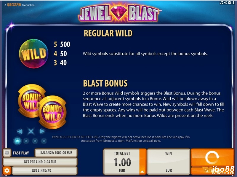 Tính năng Blast Bonus đem đến mức thưởng khá khủng