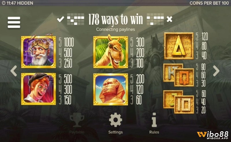 Các biểu tượng lạc đà tượng nhân sư trong slot này