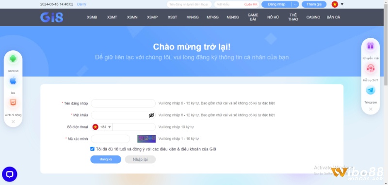 Đăng kí tài khoản tại Gi8 nhanh chóng và đơn giản