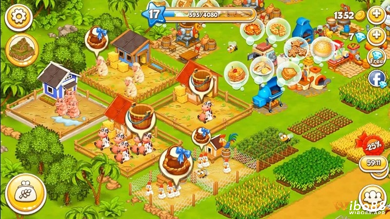 Game nông trại online mobile nhiệm vụ nâng cấp hấp dẫn Farm Paradise