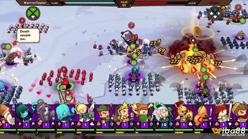 Hình ảnh gameplay đơn giản, nhẹ nhàng từ "Mini Warriors 2" và "Brawl Stars"